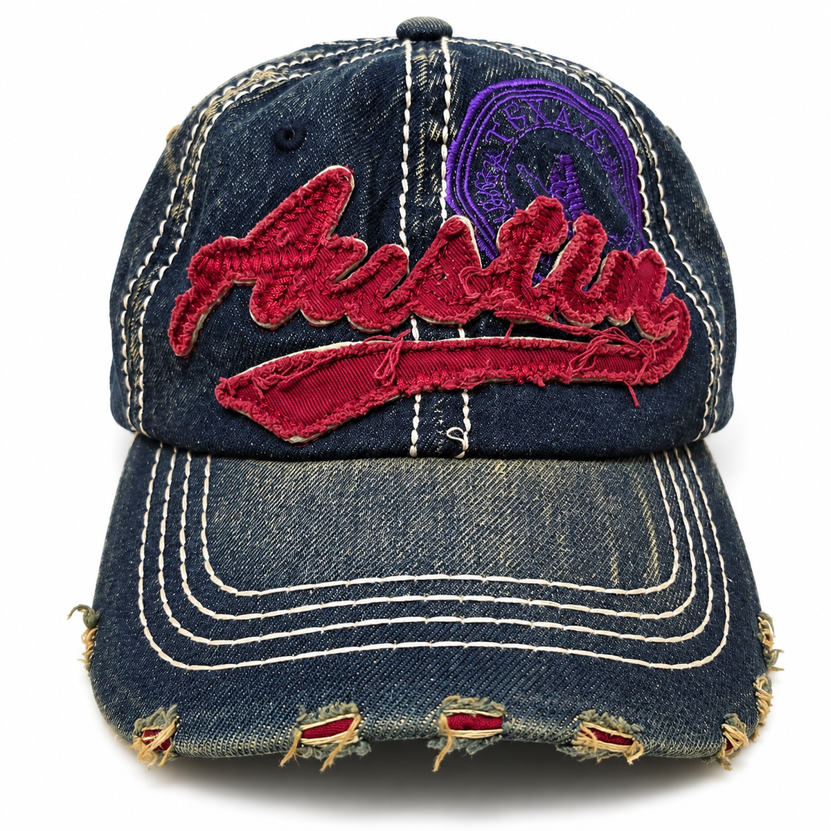 Vintage Austin Texas Distressed Denim Baseball Cap – Adjustable, One Size